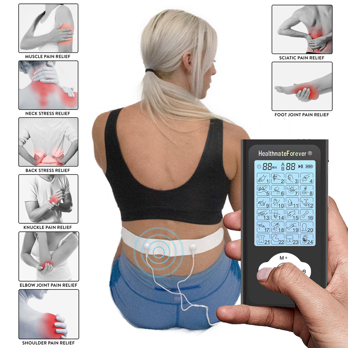 TENS 7000 Digital TENS Unit with Accessories and 48 Electrode Pads - TENS  Unit Muscle Stimulator for Back Pain Relief, General Pain Relief, Neck  Pain, Sciatica Pain Relief, Nerve Pain Relief : Health & Household 