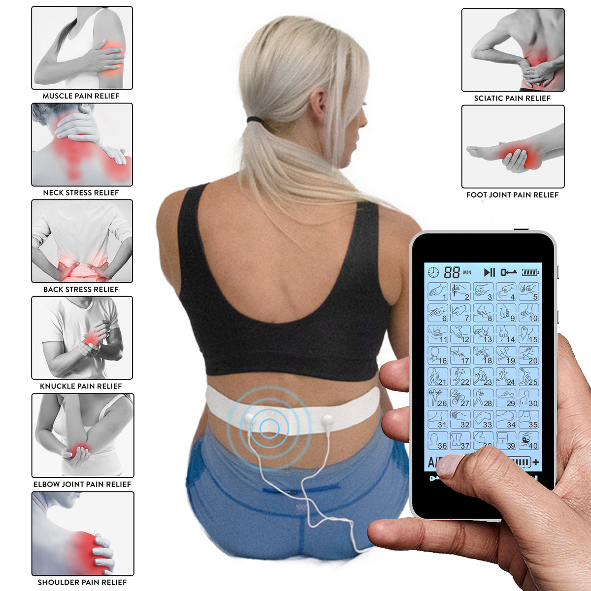 28 Modes Tens Unit Machine Ems Electric Muscle Stimulator Physiotherapy  Pulse Massager Adjustable Pulse Width Frequency Device