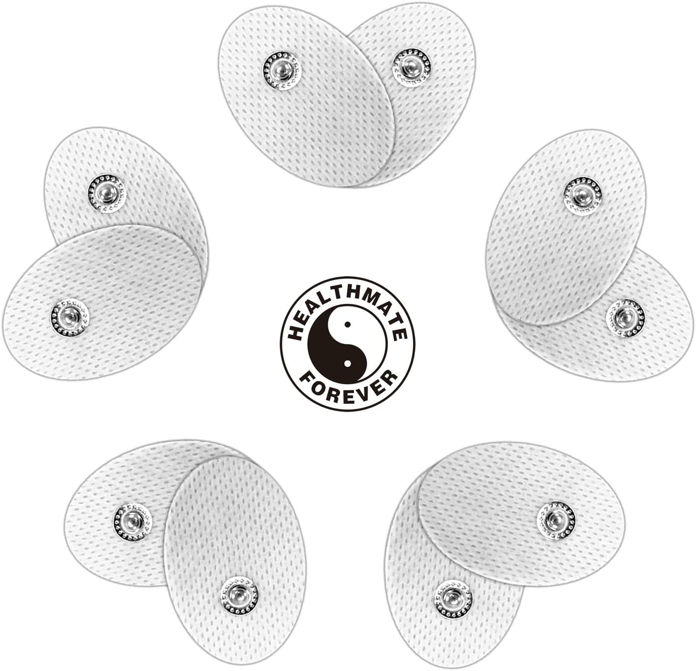 20 Pairs (40 Pcs) Snap-On Small Oval-Shaped Non-woven Electrode Patches Pads - HealthmateForever.com