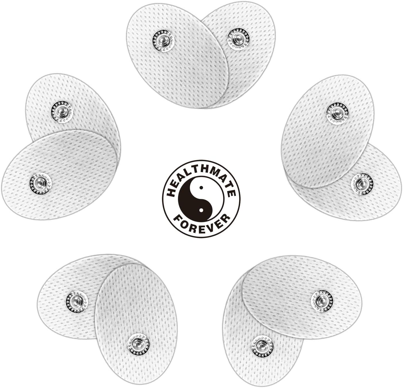 5 Pairs (10 Pcs) Snap-On Small Oval-Shaped Non-woven Electrode Patches Pads - HealthmateForever.com