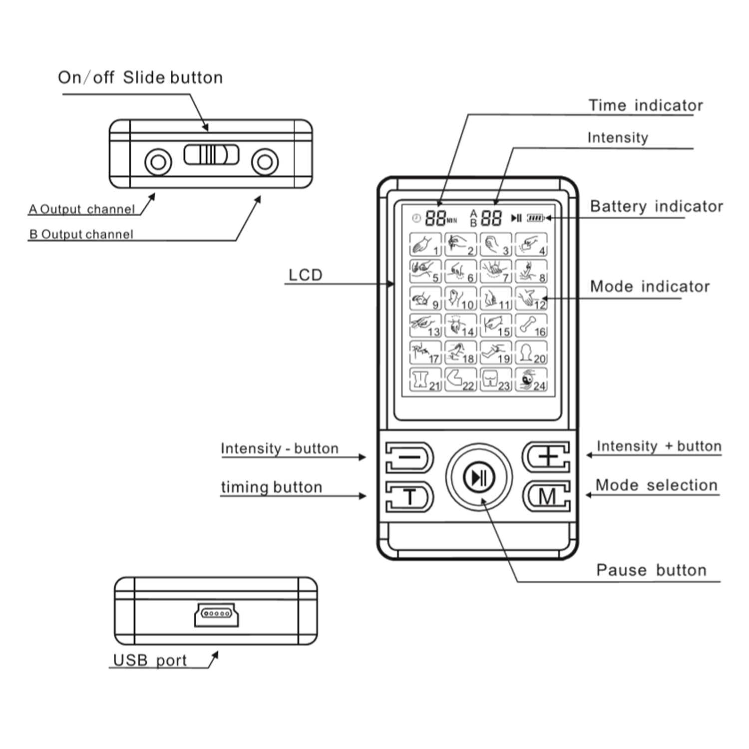 HealthmateForever TS6ABH Touch Screen Tens Unit & Muscle Stimulator (Black)