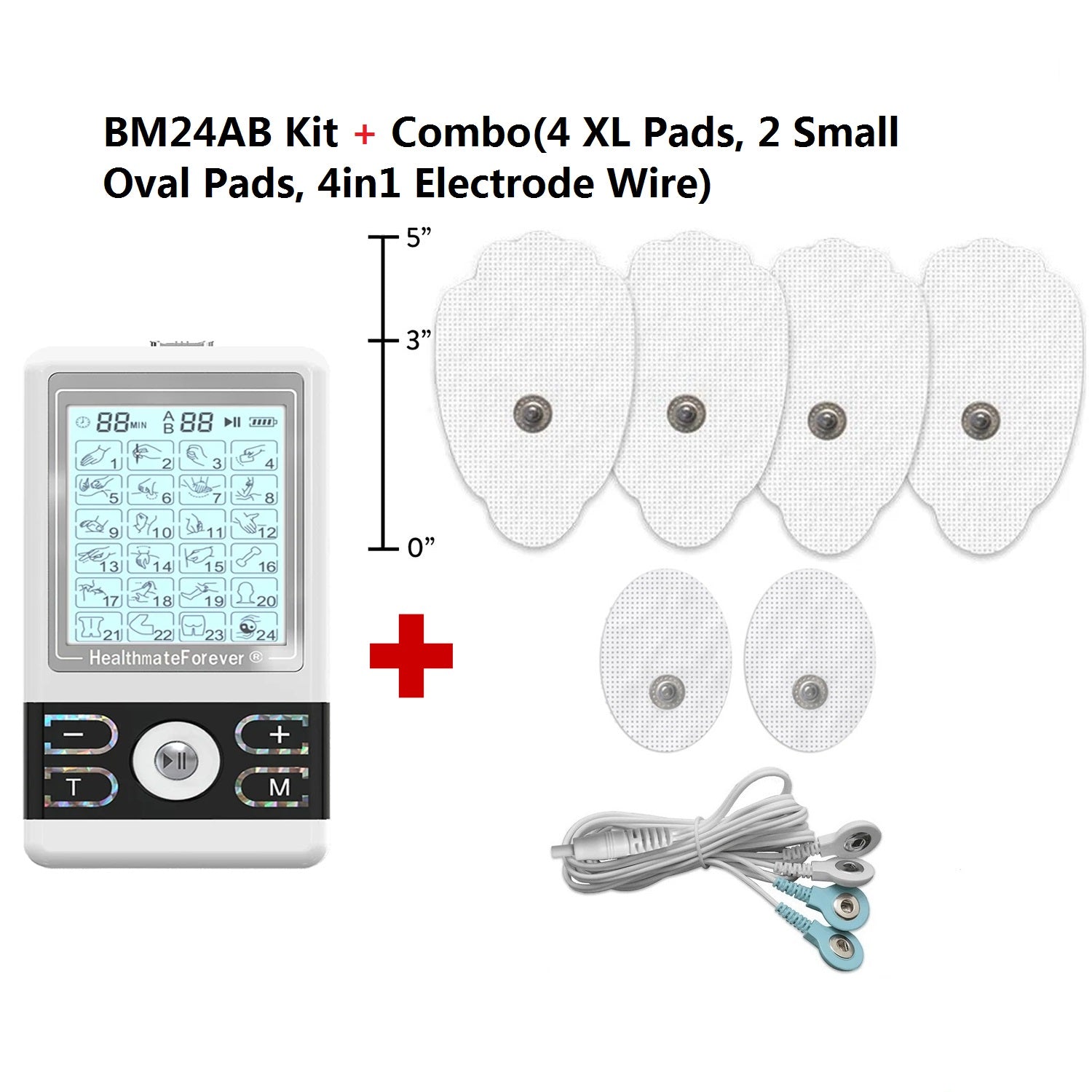 Tens Unit Snap-On - Combo Electrode Pads - 20 PC
