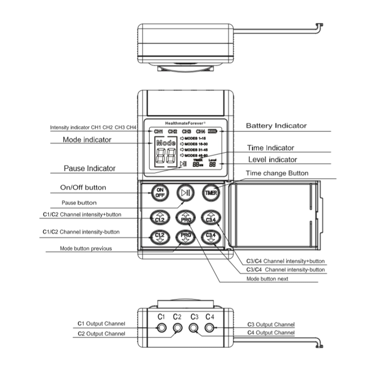 New Version ZT60AB Powerful Electrotherapy Pain Relief TENS UNIT