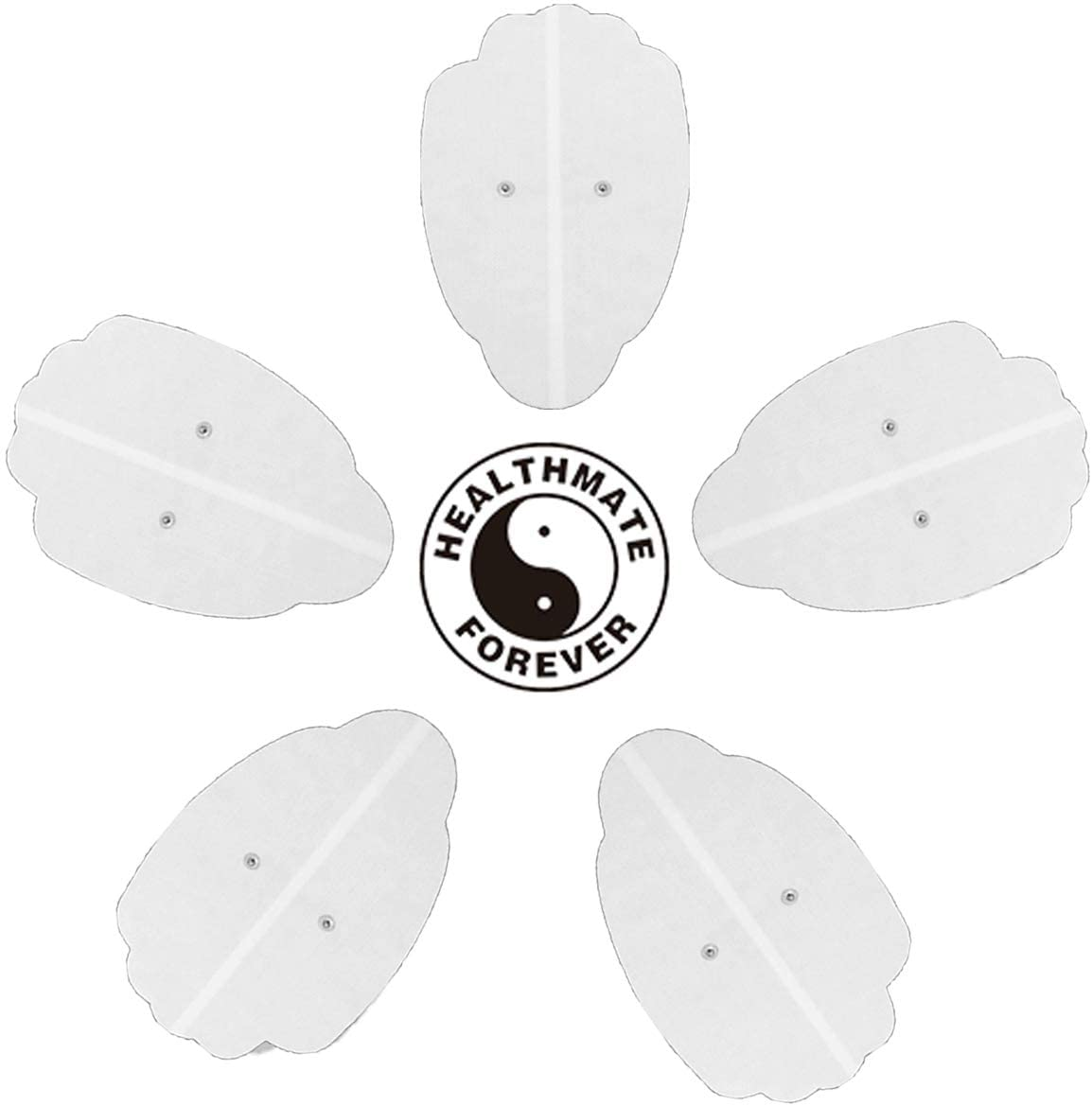 5 Pcs White Snap-on XXL Hand-Shaped Electrode Patches Pads:  8.75"L x 5.5"W - HealthmateForever.com
