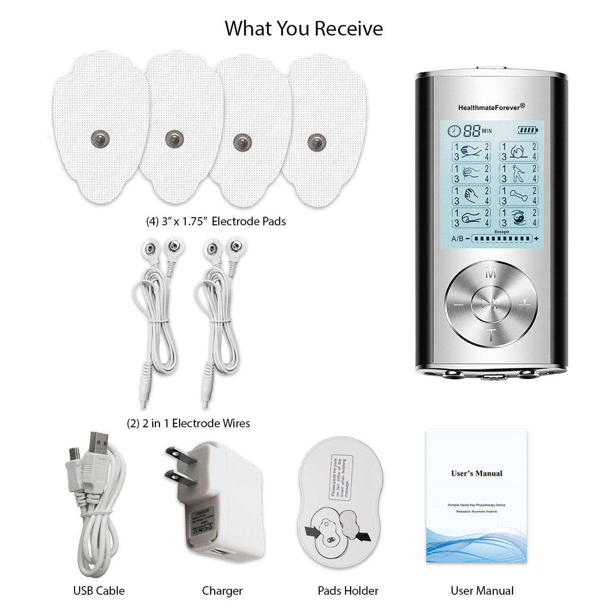 New Arrival - 2020 Version 32 Modes HM32AB TENS Unit & Muscle Stimulator - 2 Year Warranty - HealthmateForever.com