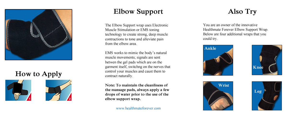 Conductive Elbow Brace / Support / Wrap for TENS & Muscle Stimulator Pain Management - HealthmateForever.com