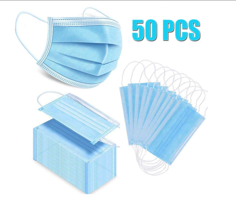 50 PCS Disposable Face Mask - 3 Ply