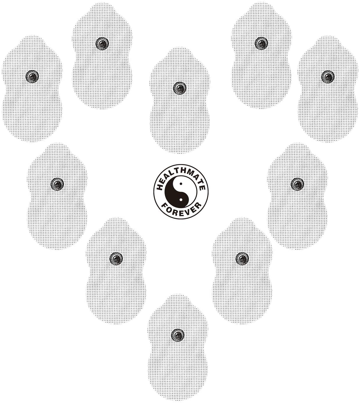 10 Pairs (20Pcs) White Pair of Snap-On Large Gourd-Shaped Electrode Patches Pads - HealthmateForever.com