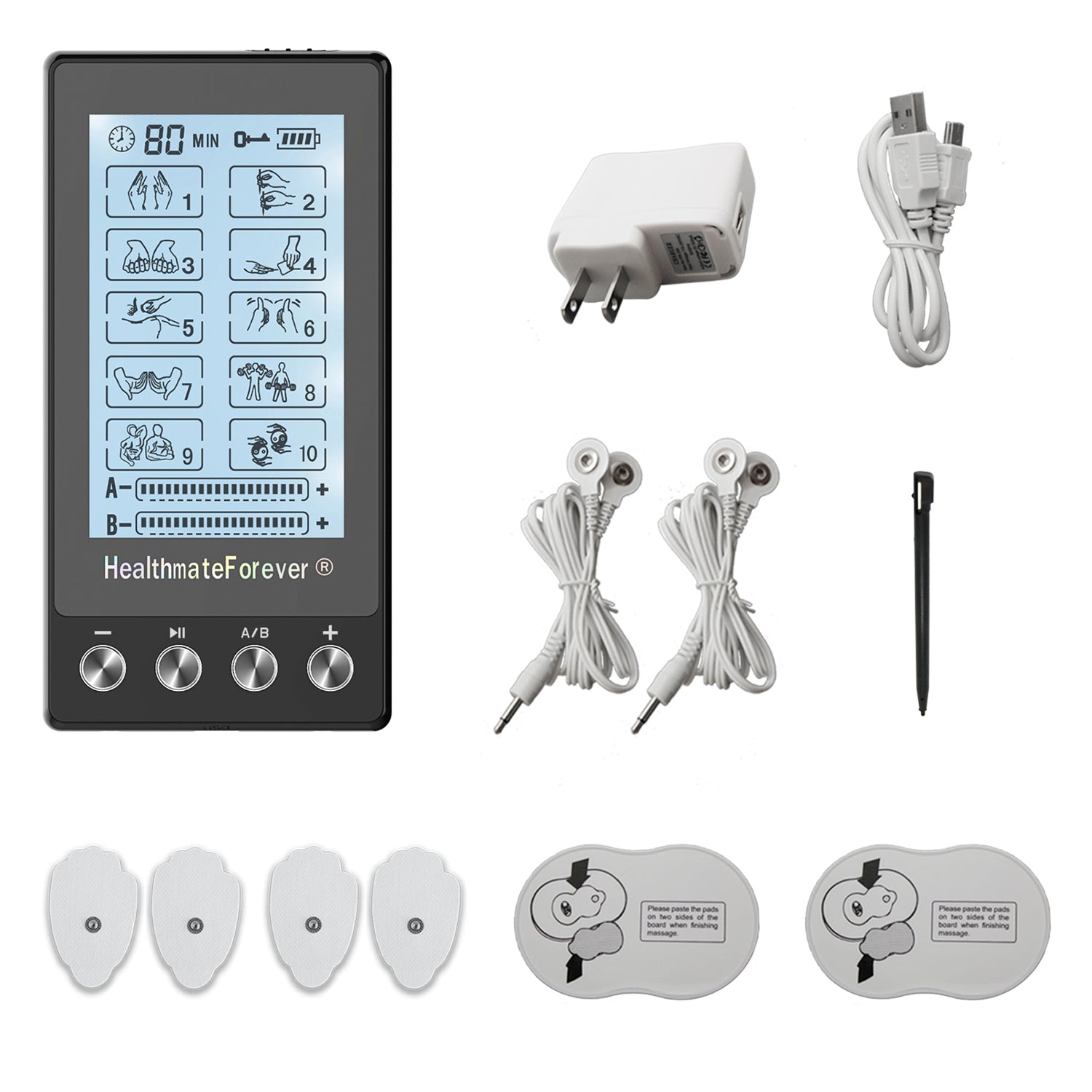 Touch Screen TS10AB TENS Unit & Muscle Stimulator - HealthmateForever.com