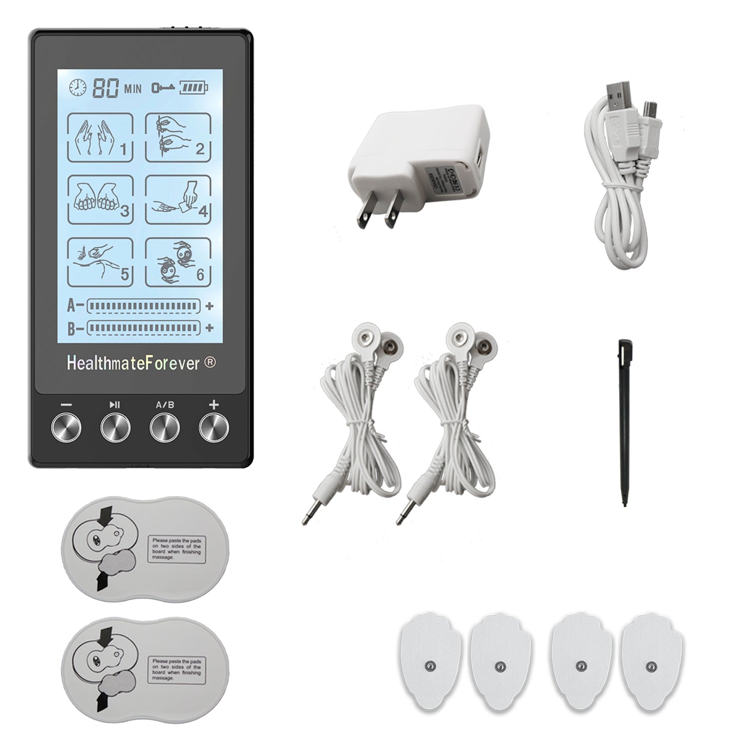 HealthmateForever TS6ABH Touch Screen Tens Unit & Muscle Stimulator (Black)