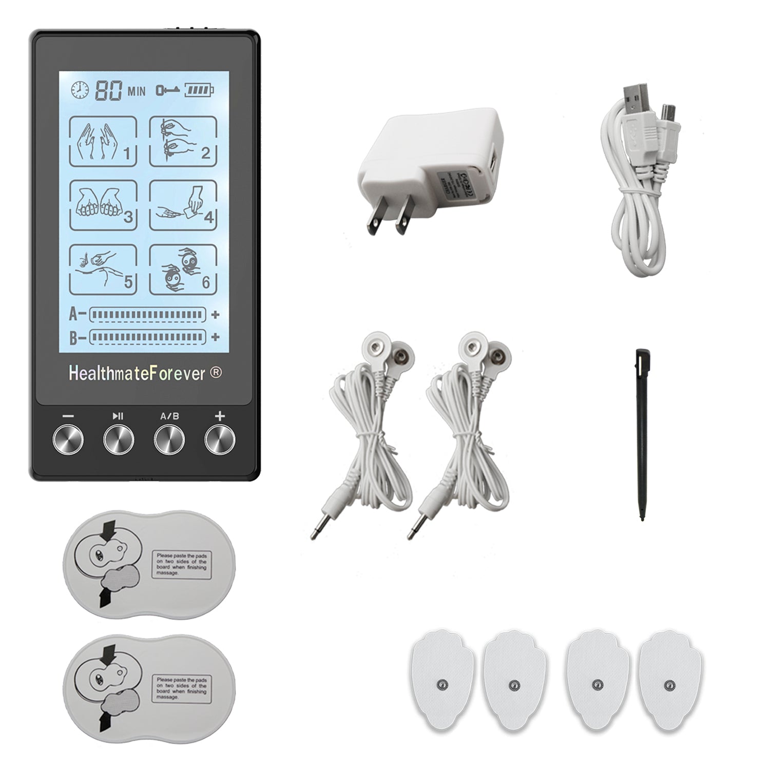 HealthmateForever TS8AB Touch Screen Tens Unit & Muscle Stimulator (Black)
