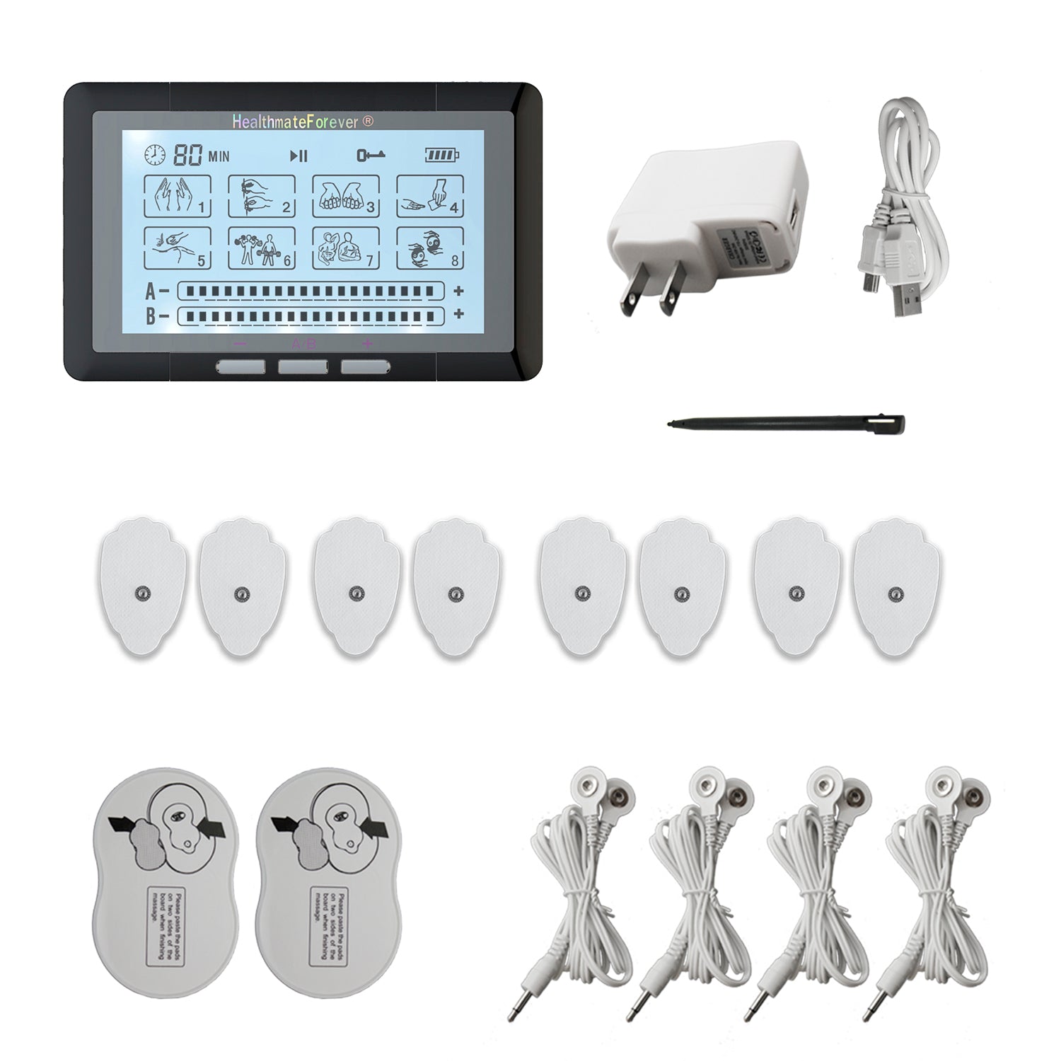 Touch Screen TS8ABH TENS Unit & Muscle Stimulator - HealthmateForever.com