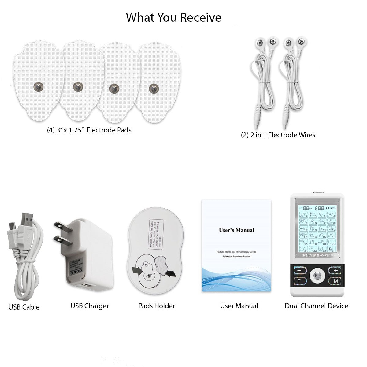 North American Wellness Rechargeable TENS Unit with 16 Gel Pads