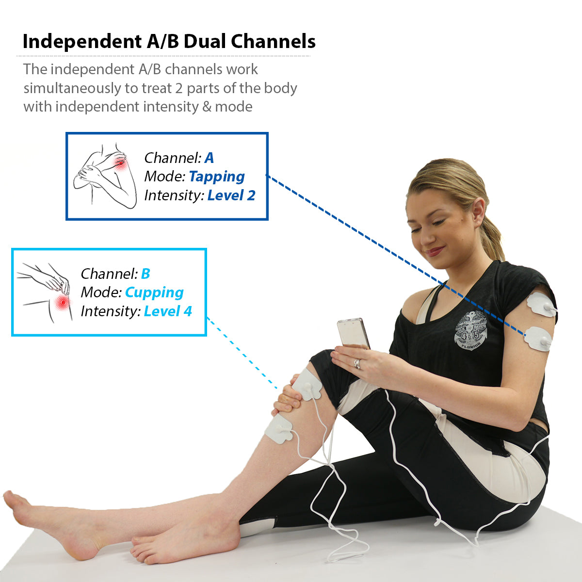 AccuMed AP212 Portable TENS Unit & Electronic Muscle Stimulator (EMS)  Machine for Physical Pain Management Relief with 16 Therapy Modes for Back