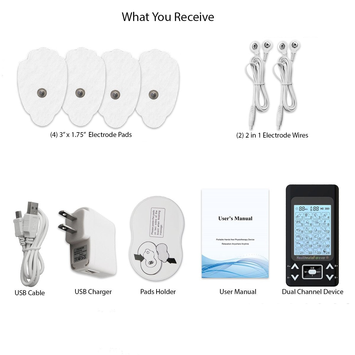 HM8AB TENS Unit & Muscle Stimulator, two independent AB channels like 2in1  machine