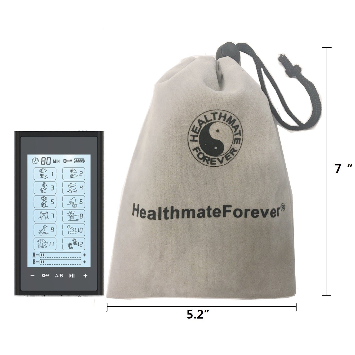 Touch Screen T12AB2 TENS Unit & Muscle Stimulator - 2 Year Warranty - HealthmateForever.com