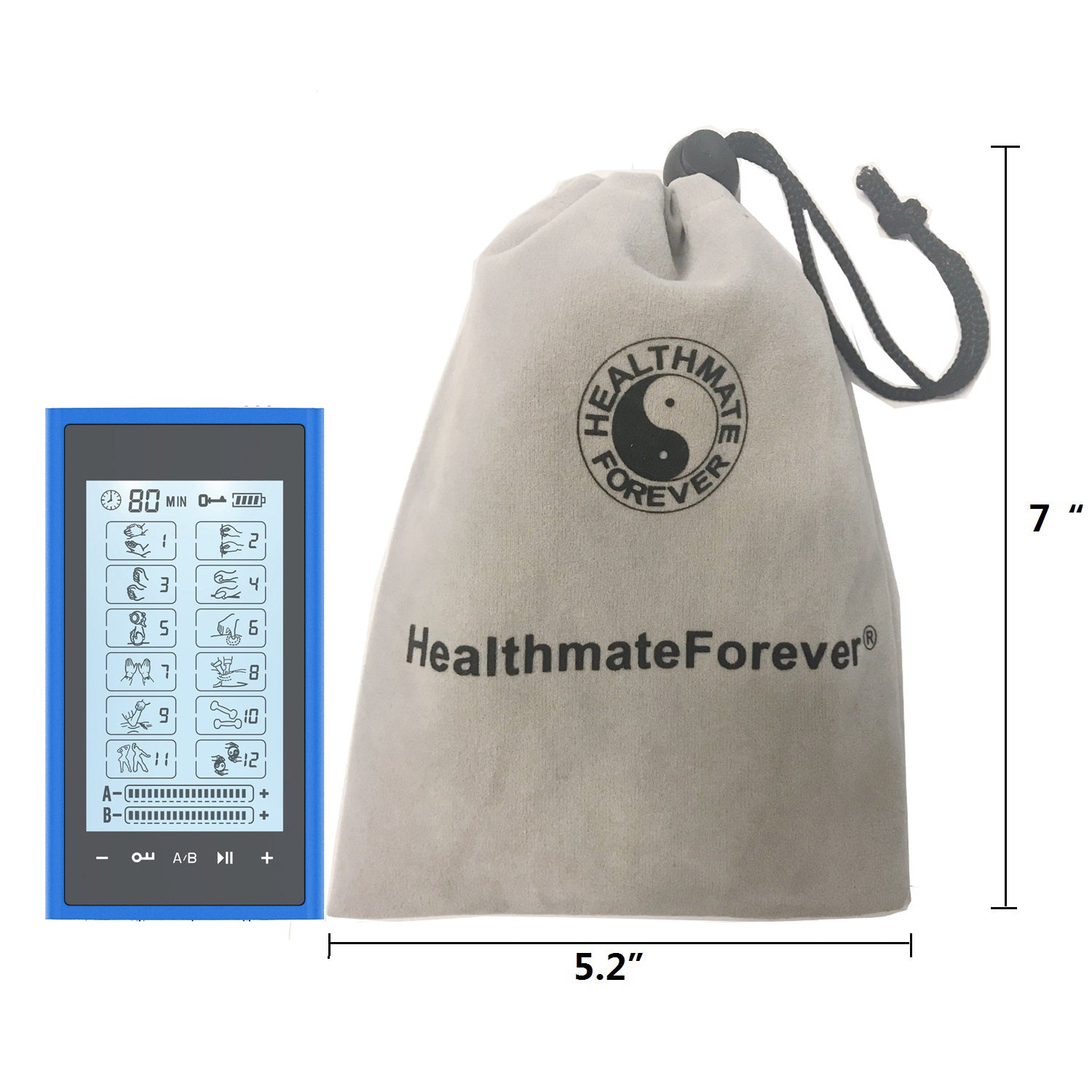 Touch Screen T12AB2 TENS Unit & Muscle Stimulator - 2 Year Warranty - HealthmateForever.com