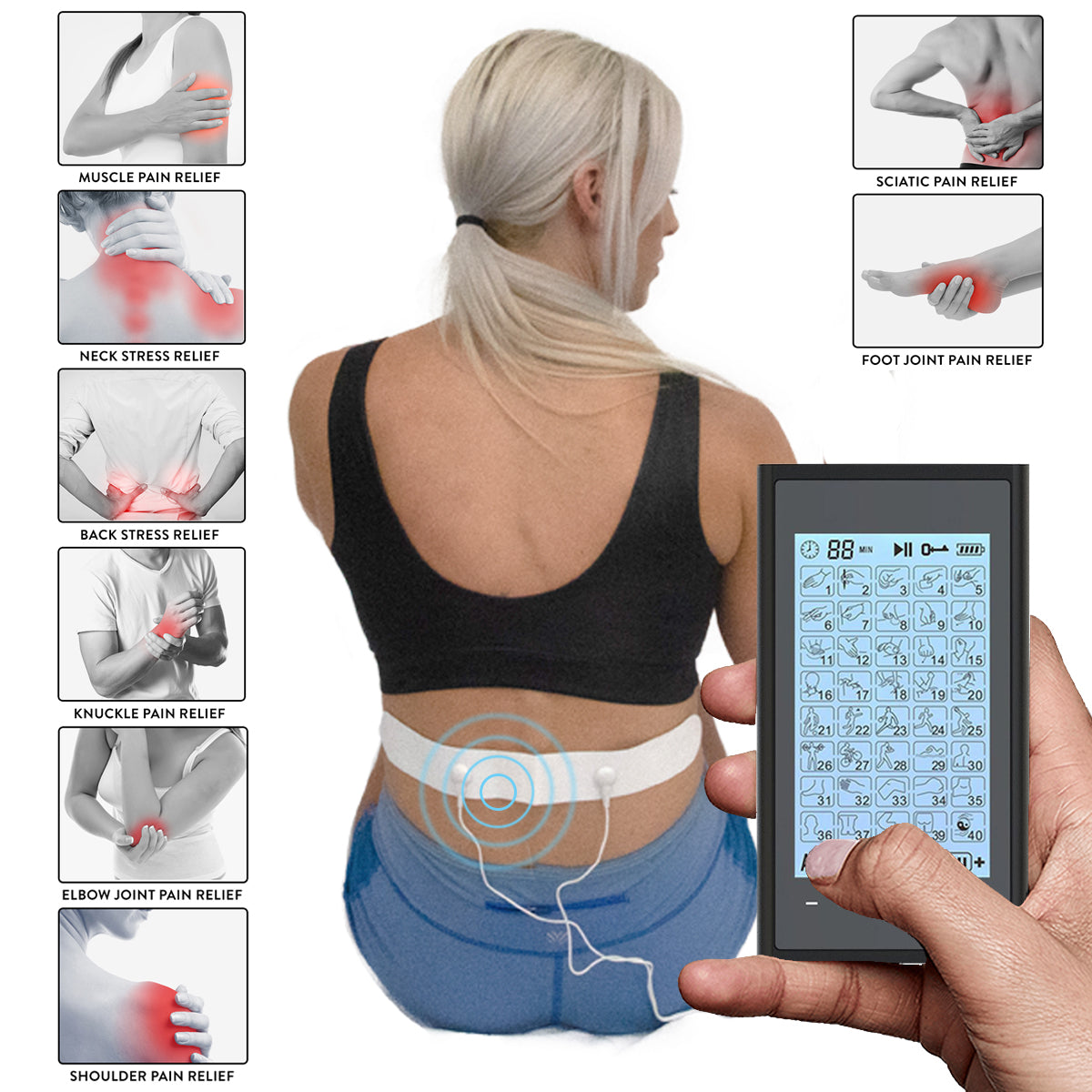 Tens Ems Muscle Stimulator 12 Massage Modes Back Neck Pain Relief