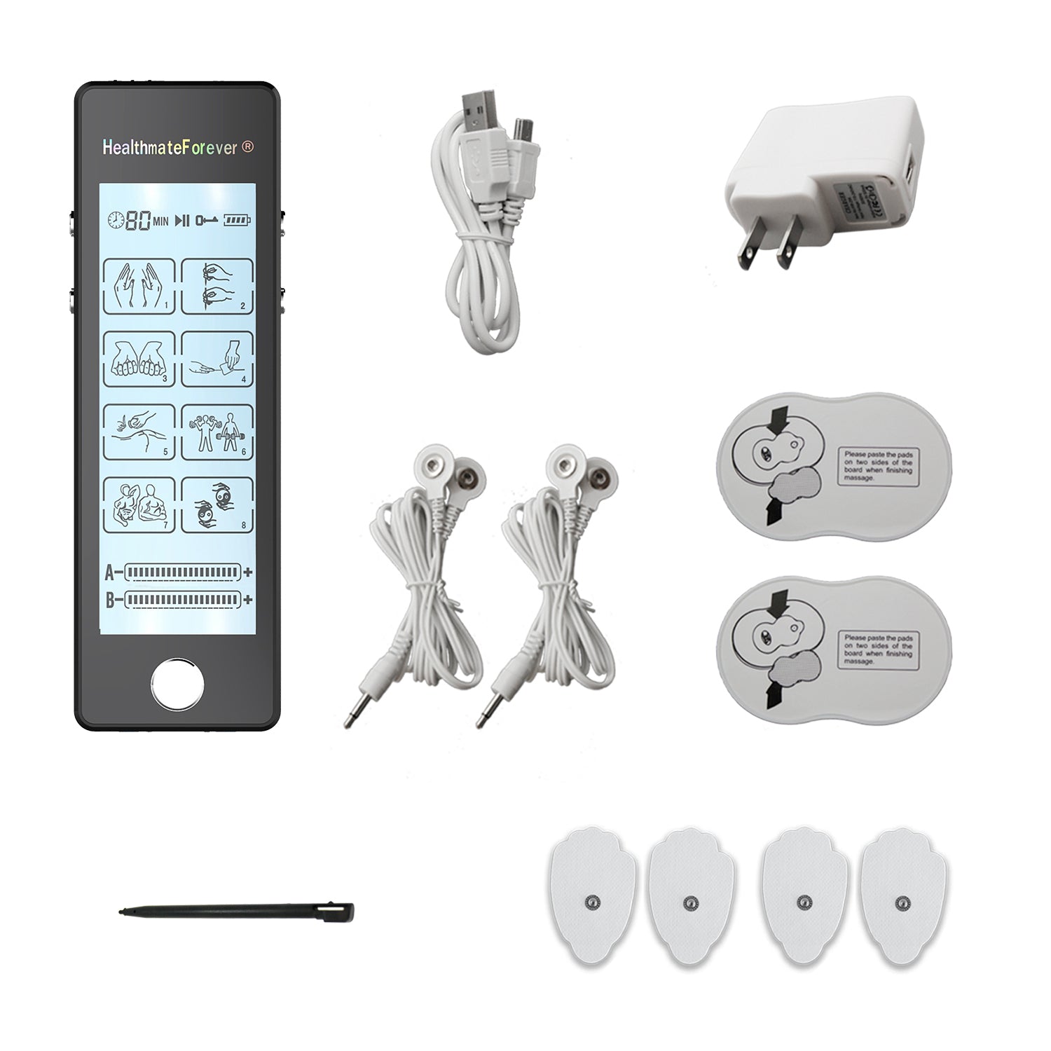 Tens Unit Mini Electric Digital Pulse Massager Therapy Machine Kit Muscle Relief, White