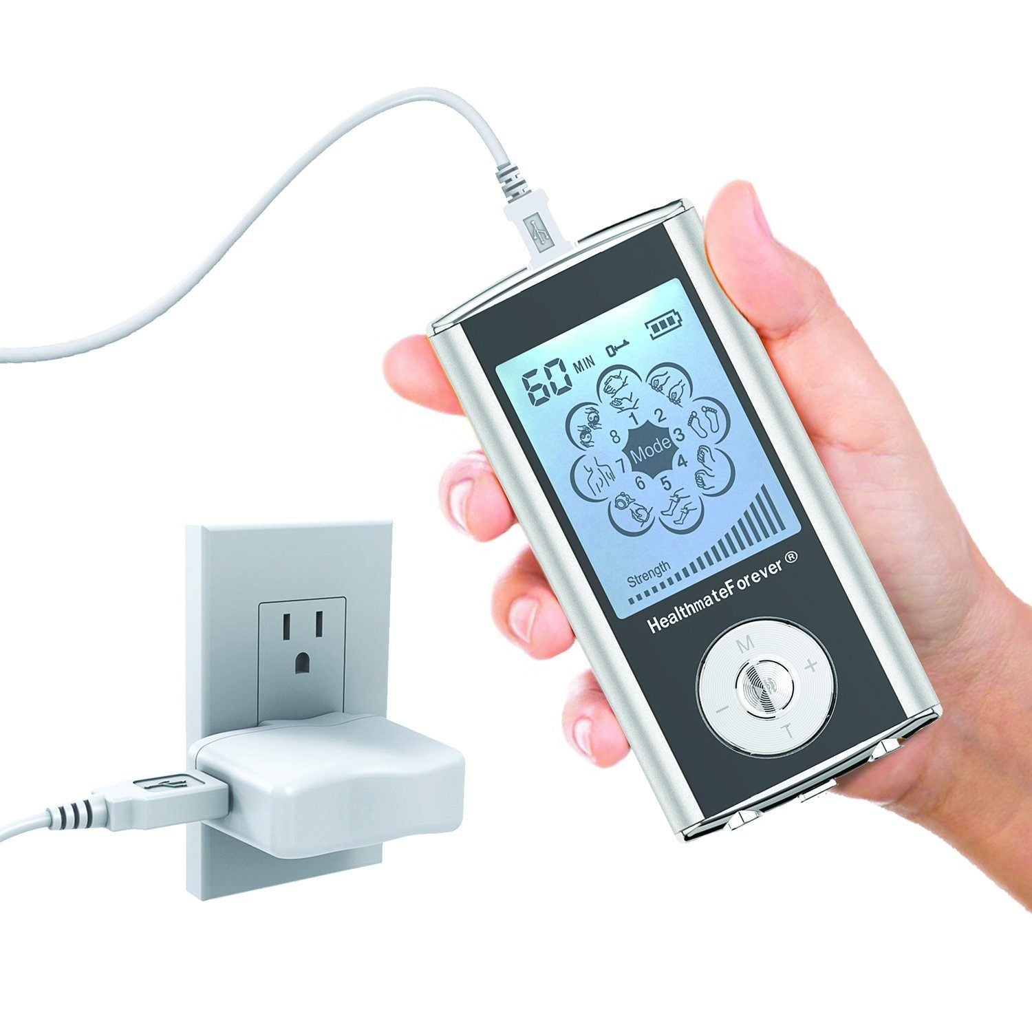 Digital 4-channel EMS/TENS unit, portable/battery or AC adapter